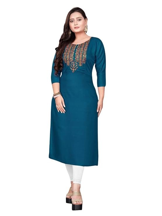 Raghav Silk Cotton Blend Straight Embroidery Kurti for Women