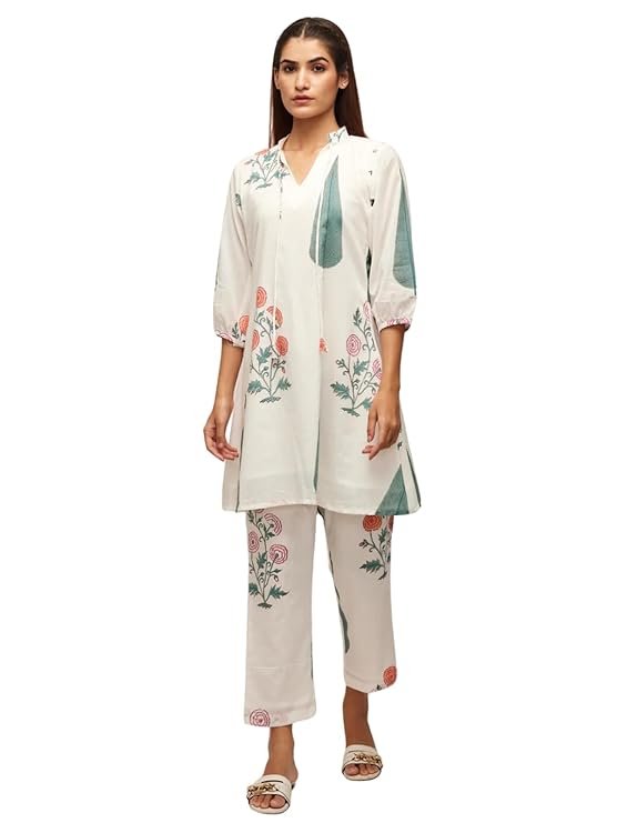 Cotton Kurta Set for Women – Printed Anarkali Kurta with Pants