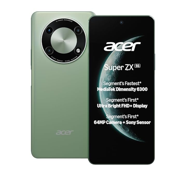 Acer Super ZX 5G (Cosmic Green, 6GB RAM, 128GB Storage)