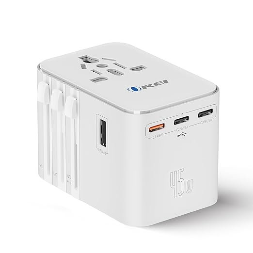 Orei Travel Adapter, Worldwide All in One Universal Power Converters Wall AC Power Plug Adapter Power Plug Wall Charger with Dual