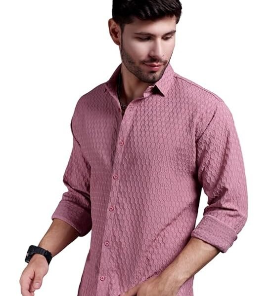 Men's Hexa Pattern Button Up Full Sleeve Shirt
