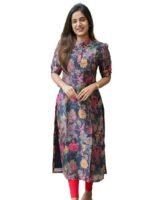 Women's Chanderi Stitched Printed Kurta for Women