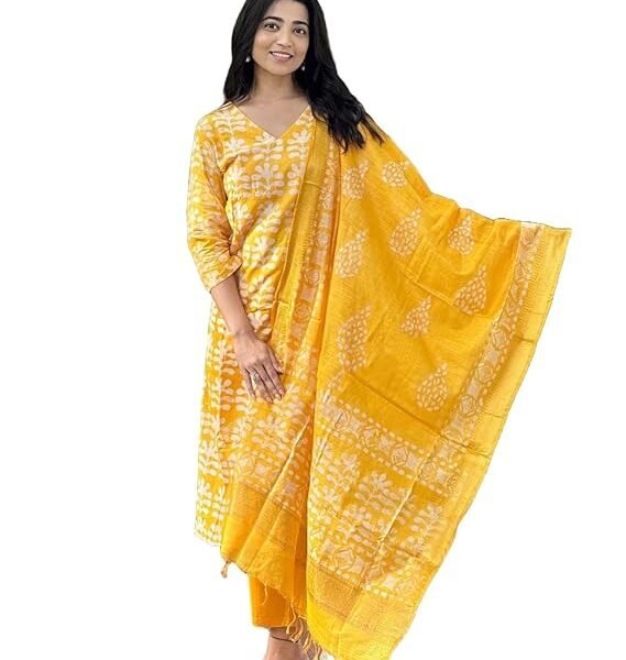 Women's Viscose Printed Straight Kurta and Pant with Dupatta Set