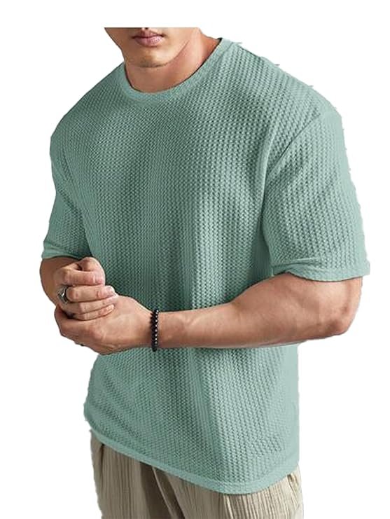 Mens Solid Dotted Unique Design Oversized Tshirt for Men
