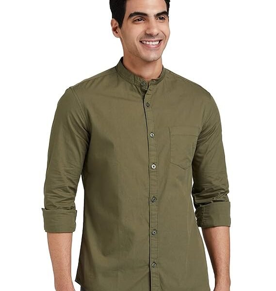 Men's Cotton Shirt | Chinese Collar | Casual | Plain