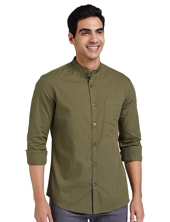 Men's Cotton Shirt | Chinese Collar | Casual | Plain