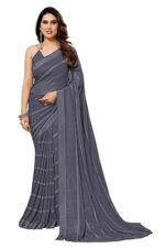Women Ethnic Sarees Women's Satin Striped Printed Saree With Blouse Piece